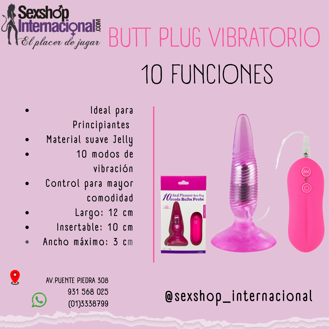 BUTT PLUG VIBRATORIO DEL PLACER ANAL 10 FUNCIONES SEXSHOP 